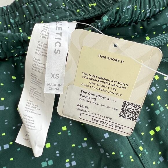 New FABLETICS The One Short 3" Athletic Shorts Women's Deep Sea Green Confetti - Picture 7 of 8